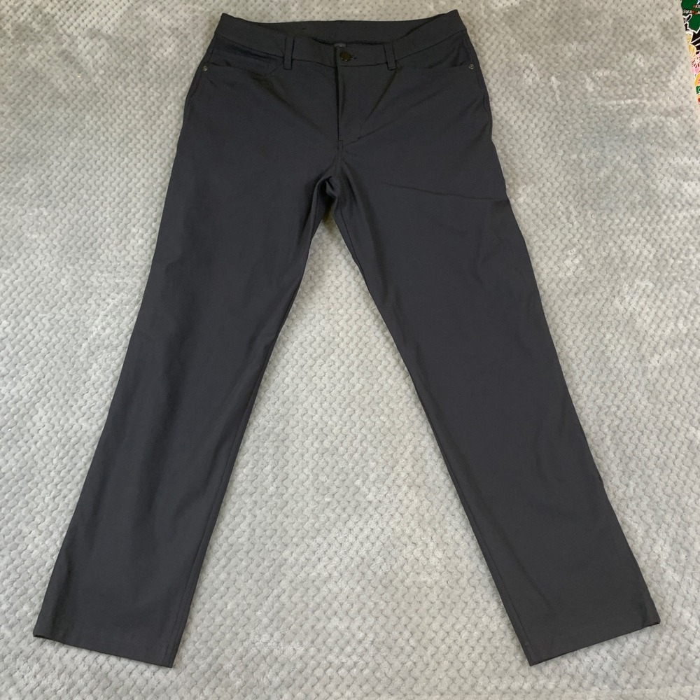 Lululemon ABC Pants Mens 32 Dark Gray Slim Fit Warpstreme 5 Pocket LM5AO1S